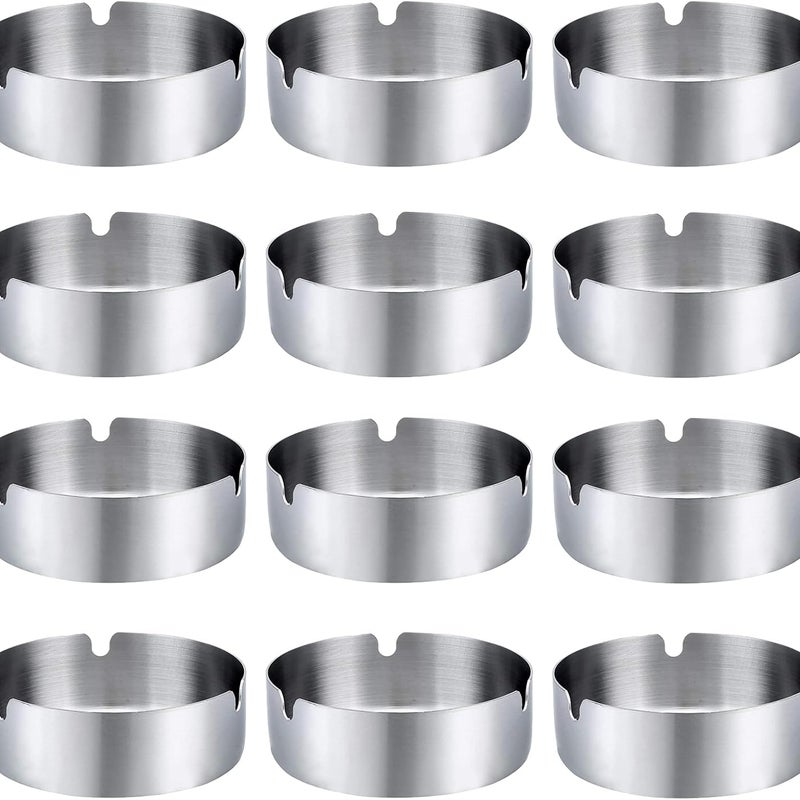 12 szt. popielniczek ze stali nierdzewnej do użytku wewnątrz pomieszczeń – 8 cm – do biura, baru, restauracji, hotelu, kawiarni, KTV