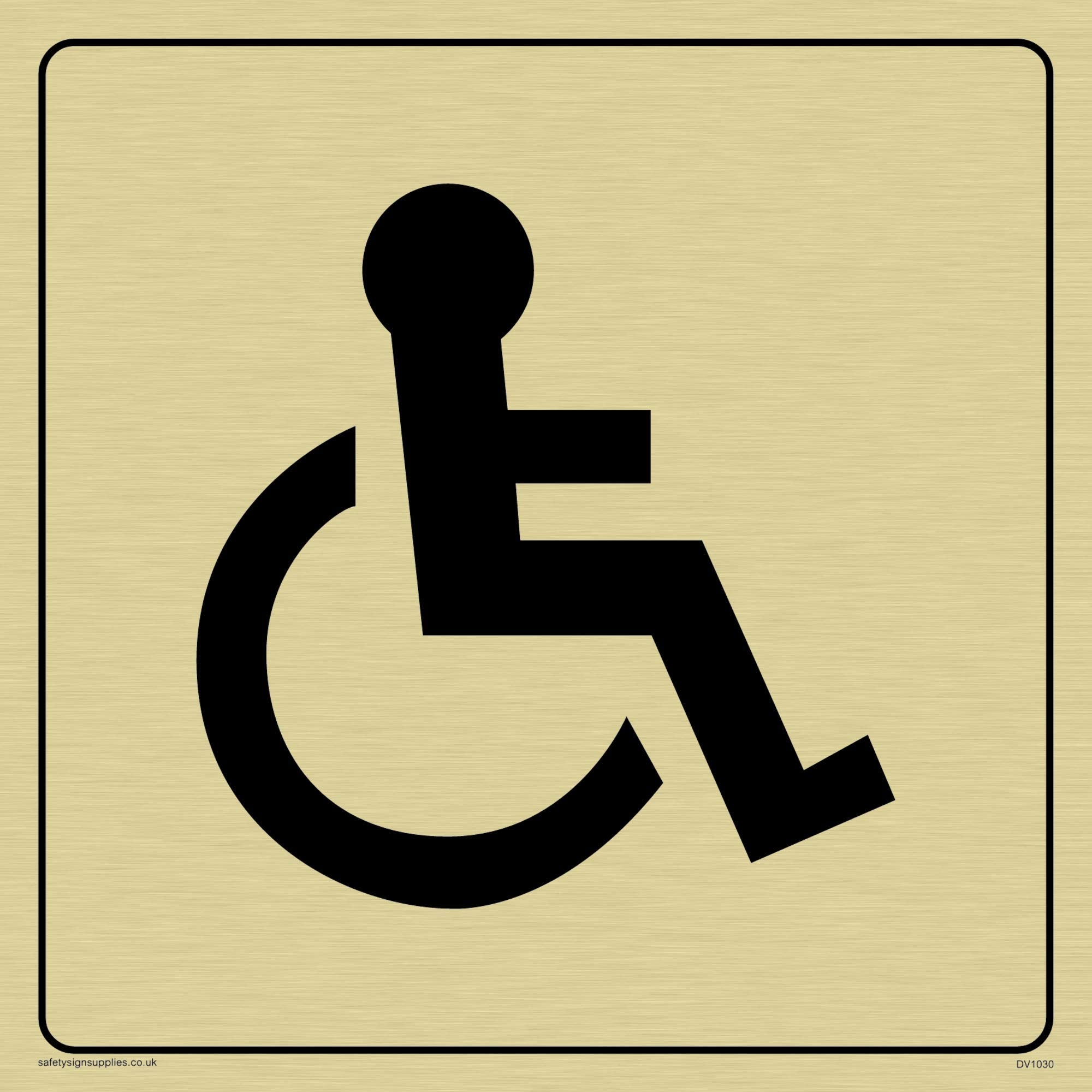 Viking Signs Cartello WC Disabili – Simbolo Internazionale Su Vinile Oro, Autoadesivo 150x150 Mm