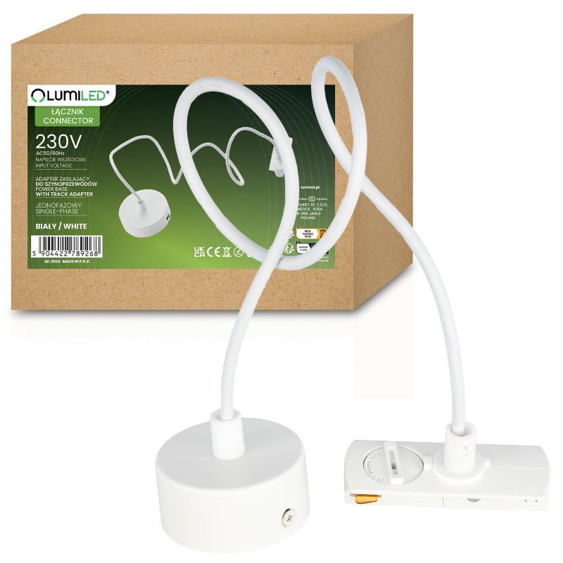Adapter Zasilający Lumiled do Szynoprzewodów Baza Montażowa 1F Biała 1 szt.