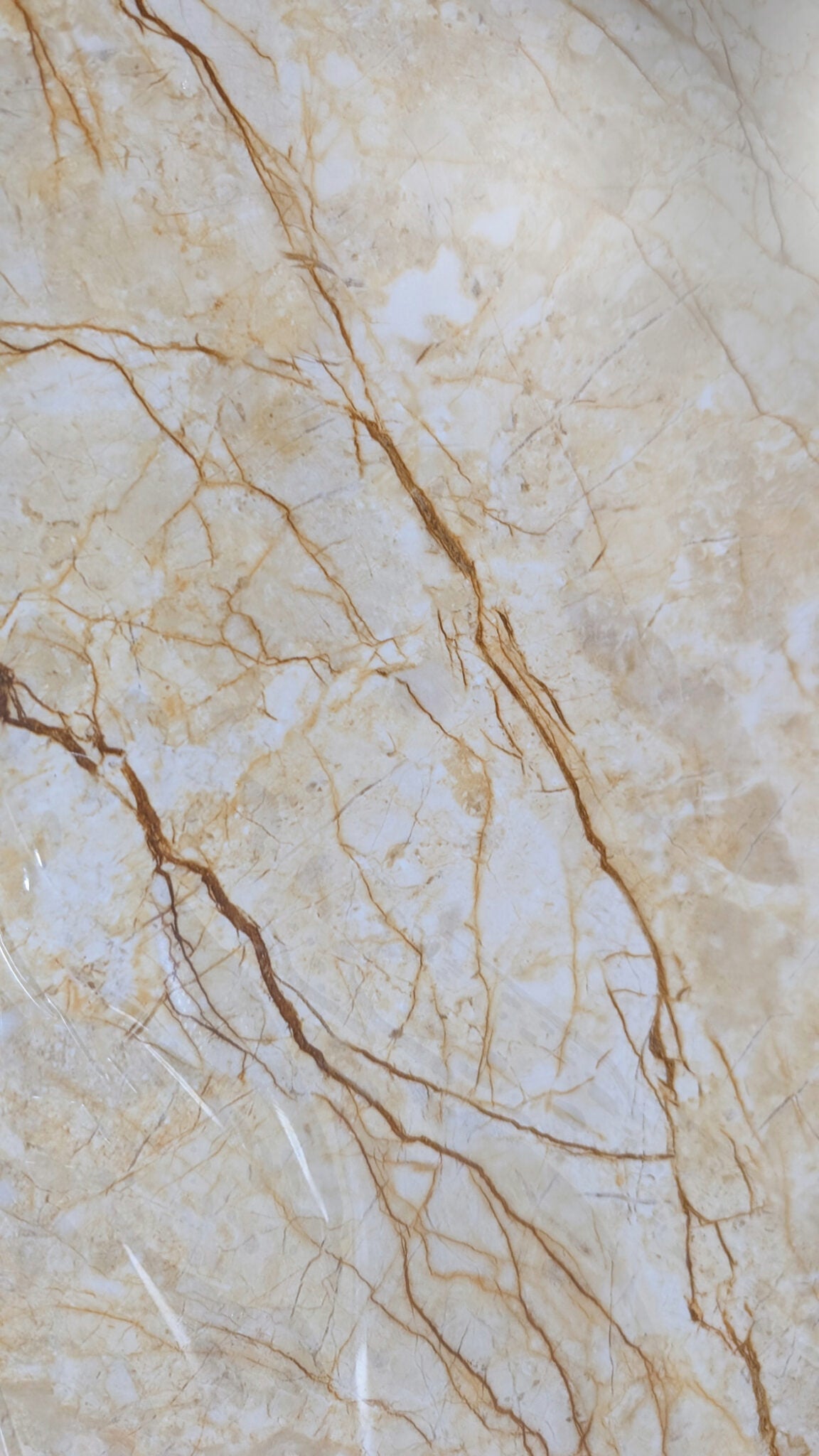 Revestimiento/Placa decorativa de pared PVC efecto Marmol CREMA MARFIL 2800 x 1220 x 3 mm Vetas Marrones - 2