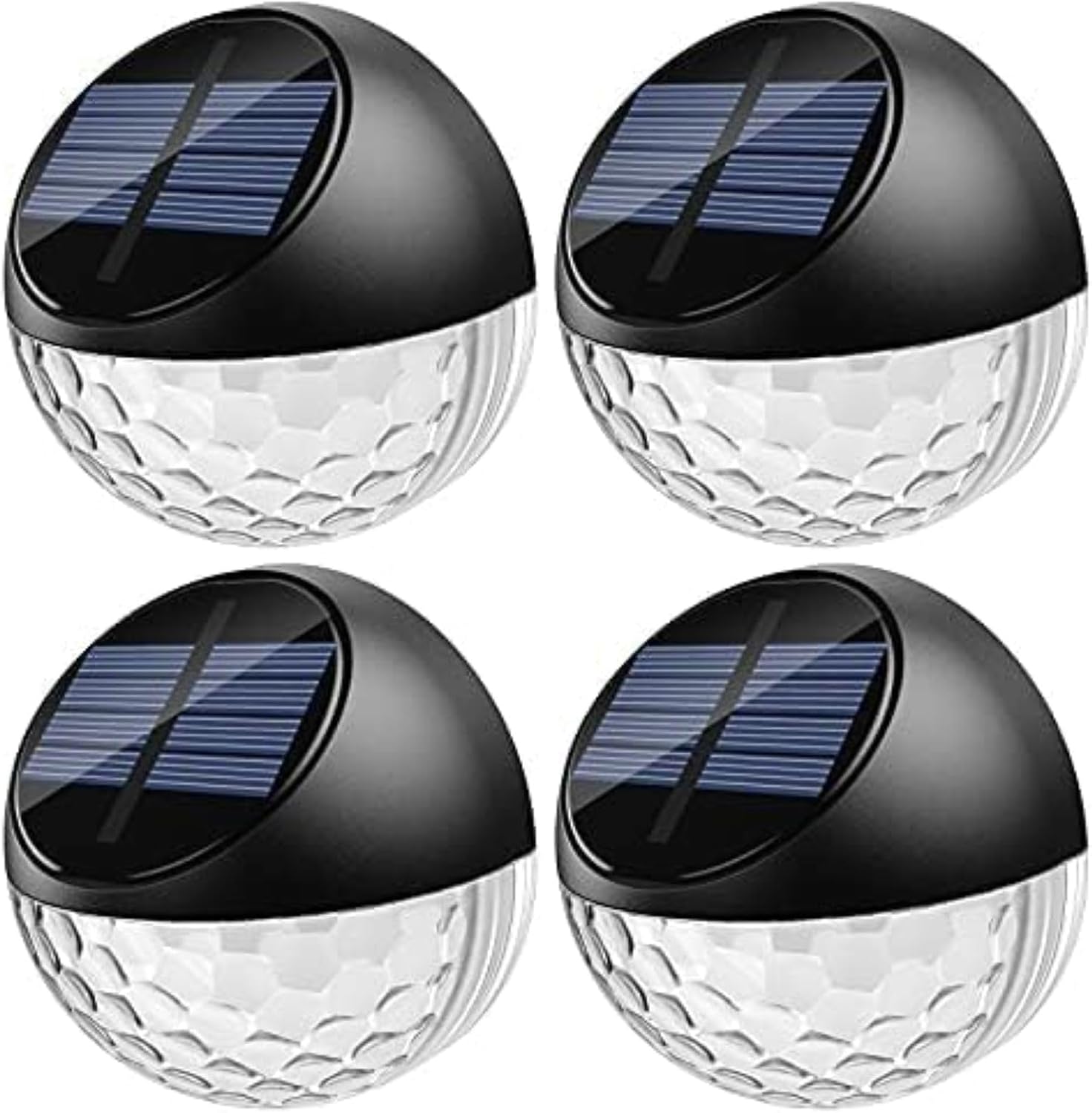 Zestaw 4 wodoodpornych, solarnych lamp ściennych IP44, światło ciepłe białe, do ogrodu, na patio i podjazd