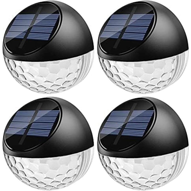 Zestaw 4 wodoodpornych, solarnych lamp ściennych IP44, światło ciepłe białe, do ogrodu, na patio i podjazd