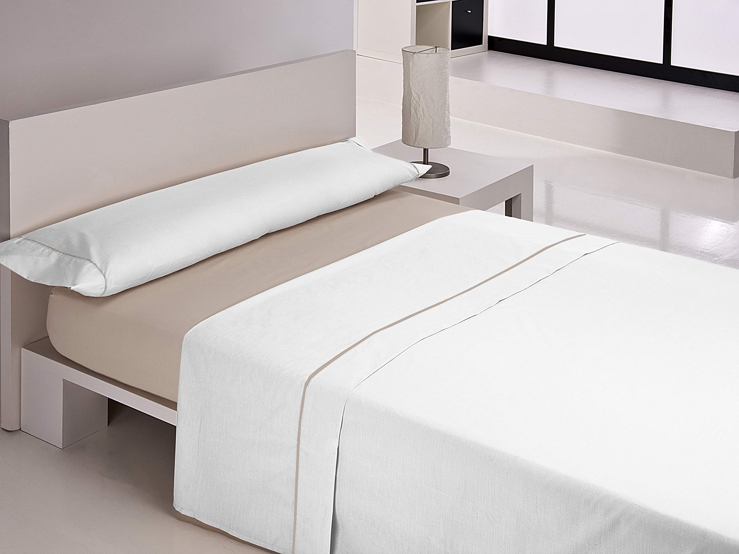 Tienda eurasia® juego de sábanas 3 piezas, 100% microfibra, blanco, cama 90-90x190/200+28 cm