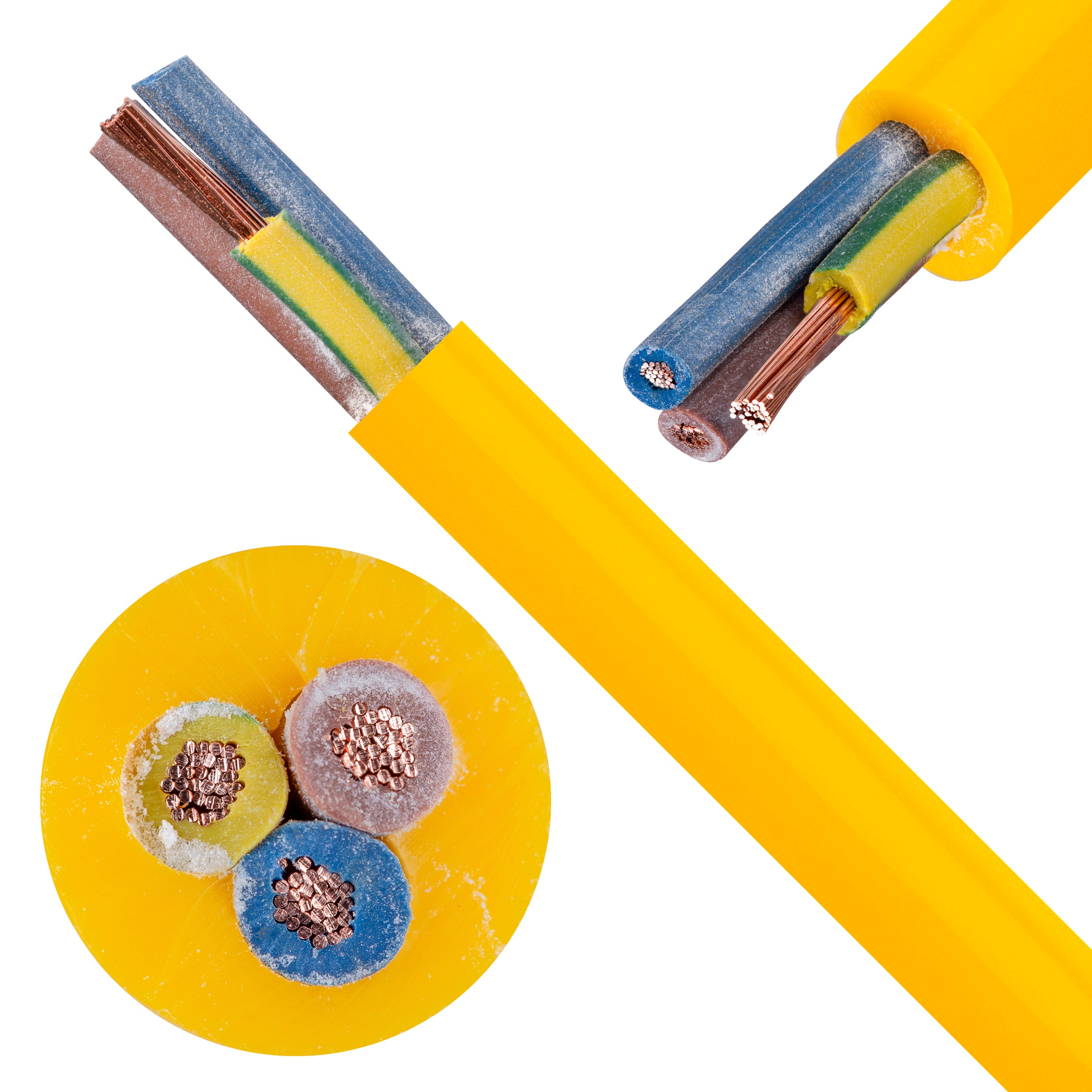 Kabel przemysłowy poliuretanowy PUR / H07BQ-F 3x1,5mm2 żółty 450/750V zewnętrzny olejoodporny linka Elektrokabel 50m