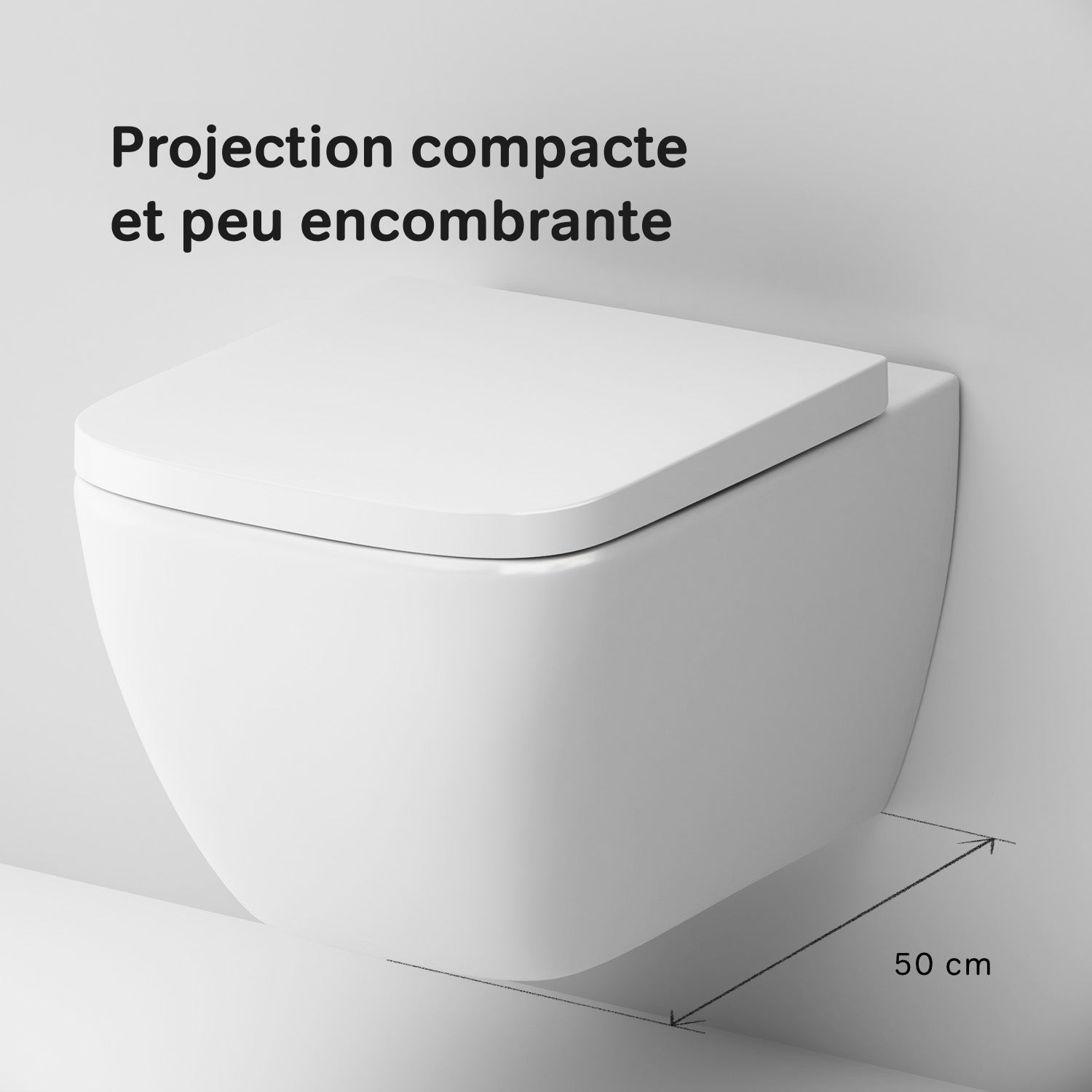 Pack WC suspendu bâti mural et cuvette Plaque Carrée Noire, Pack WC Bati-support AM.PM Gem - 9