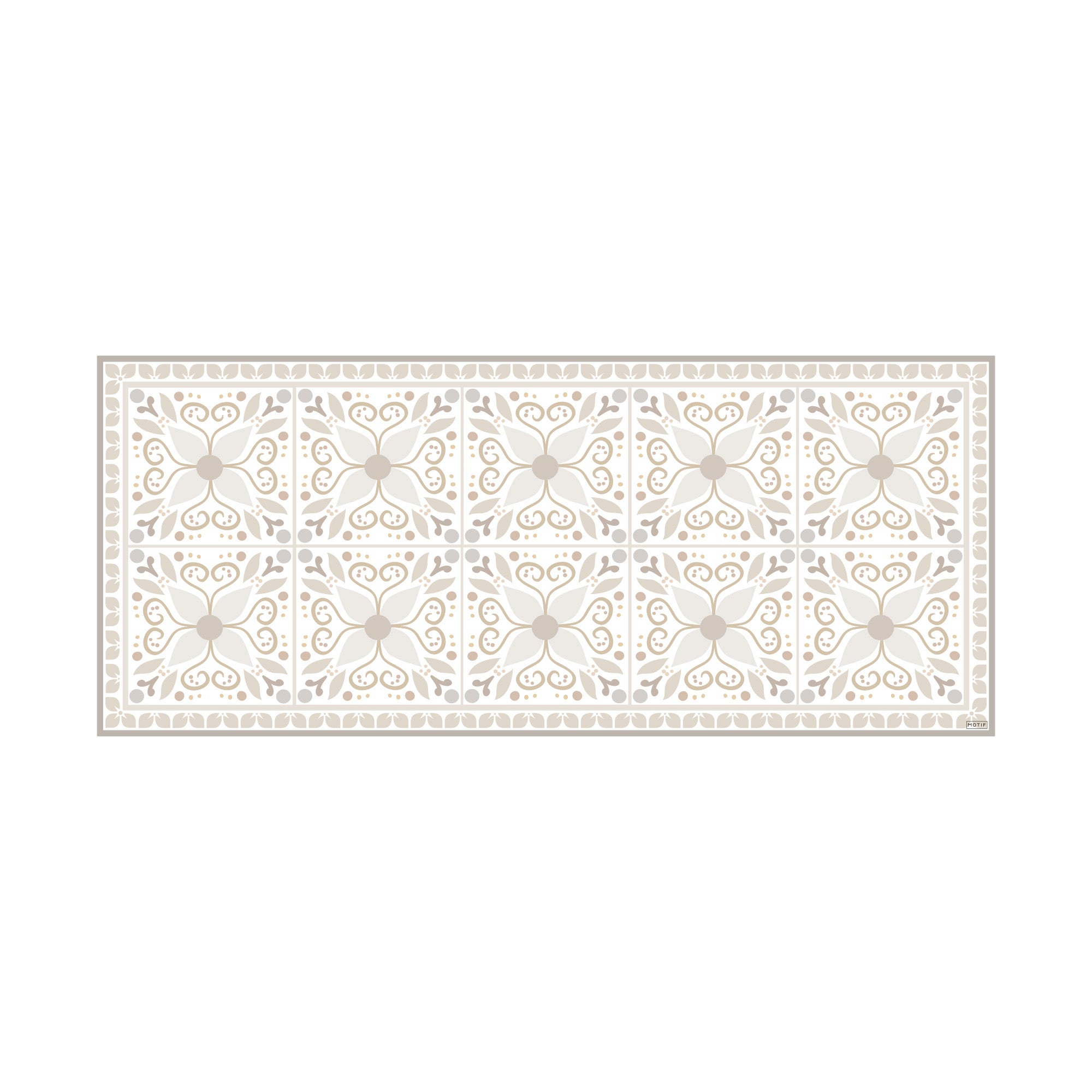 Alfombra vinílica antideslizante e irromplible, con tintas ecológicas. mod. de cocina llum beige 63x150