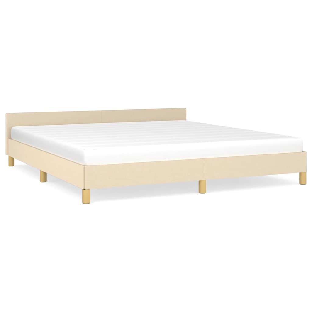 Cadre de lit sans matelas en tissu crème, pour la chambre, 180 × 200 cm - 2