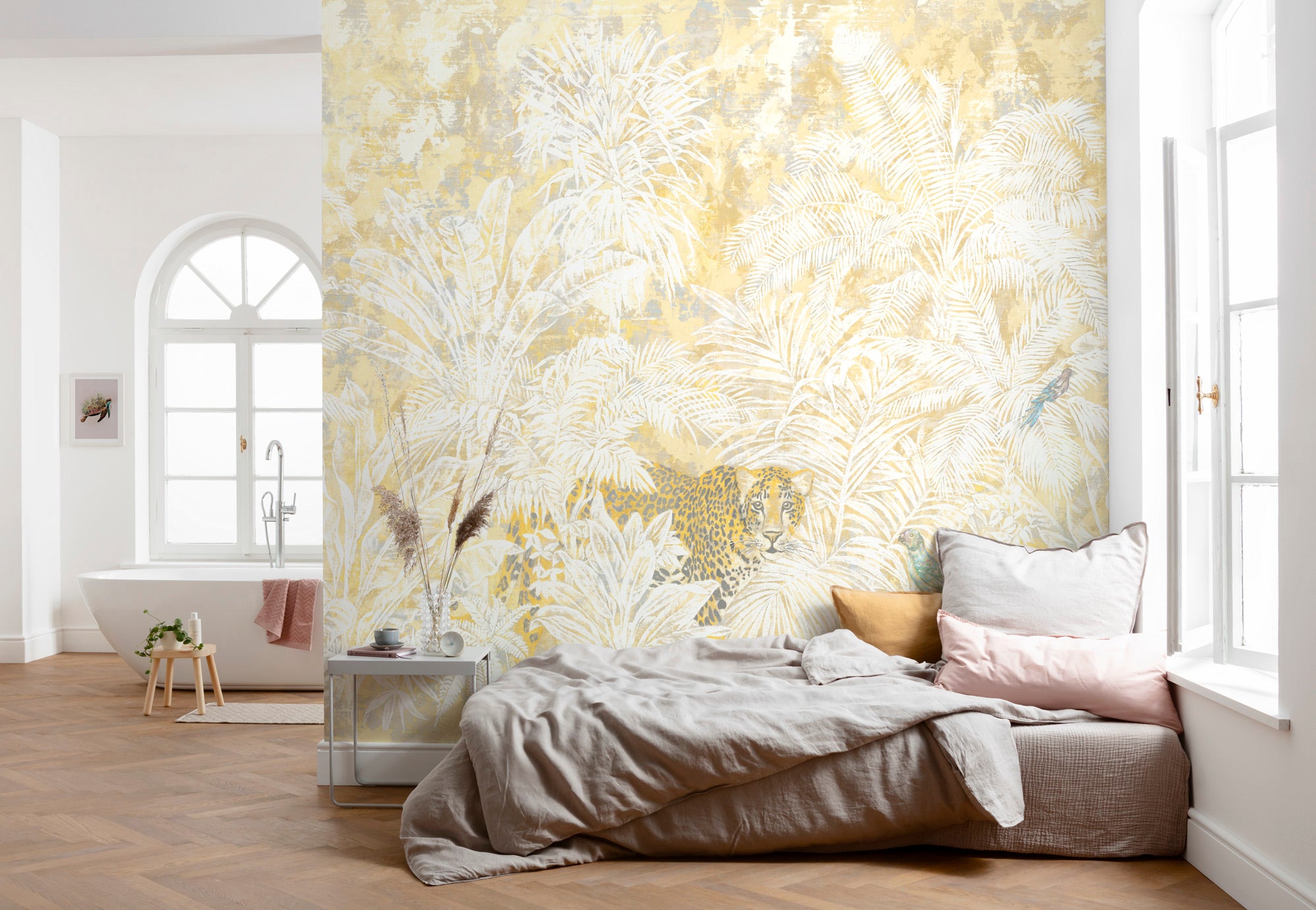 Fototapeta dżungla beżowym,białymIochry żółtej - 300 x 280 cm - SANDERS &amp; SANDERS