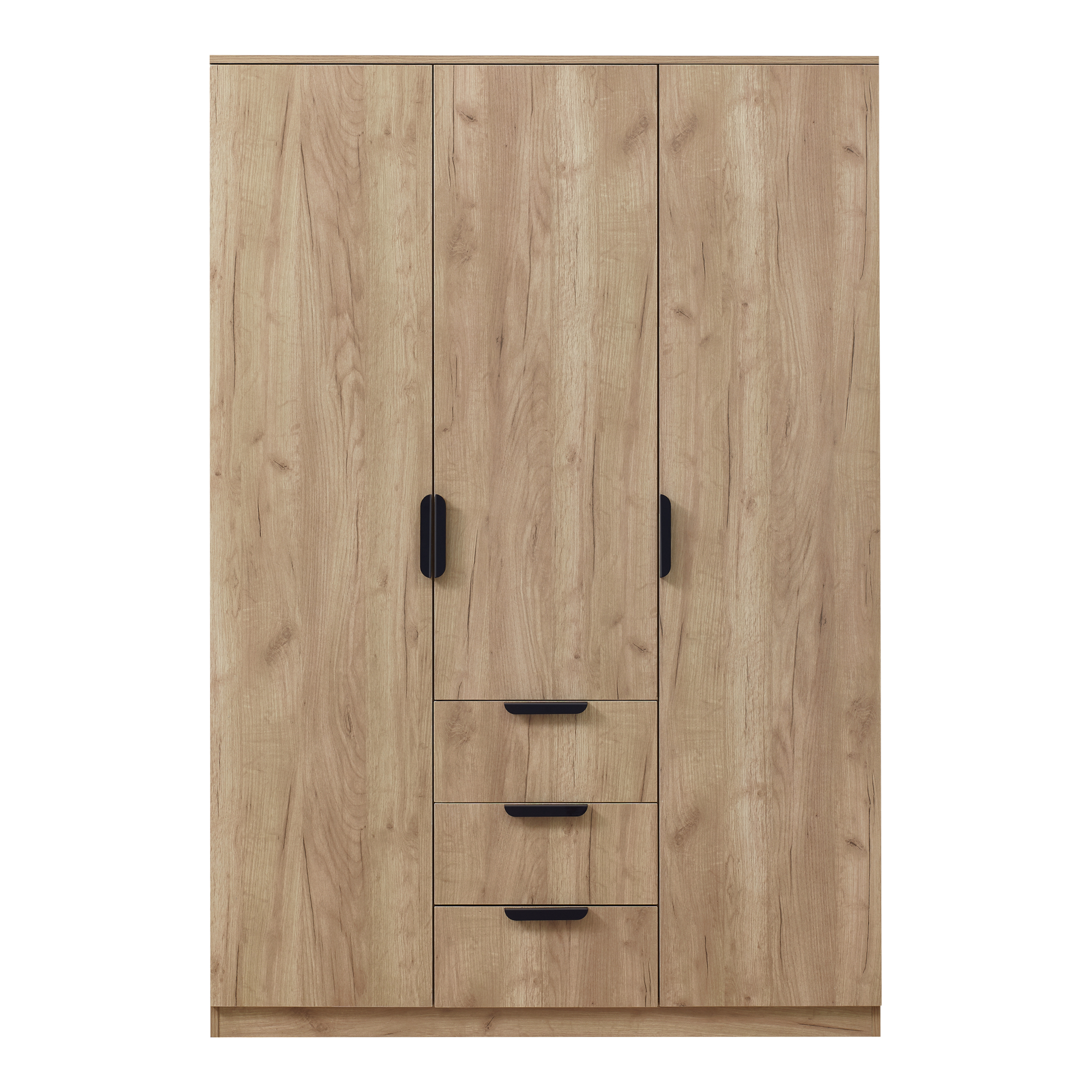 Armadio per Guardaroba Camera da Letto Armadio Chiuso con Ante 4 Scomparti 2 Aste Appendiabiti 3 Cassetti 176x120x52 cm MDF Effetto Rovere [en.casa] - 5