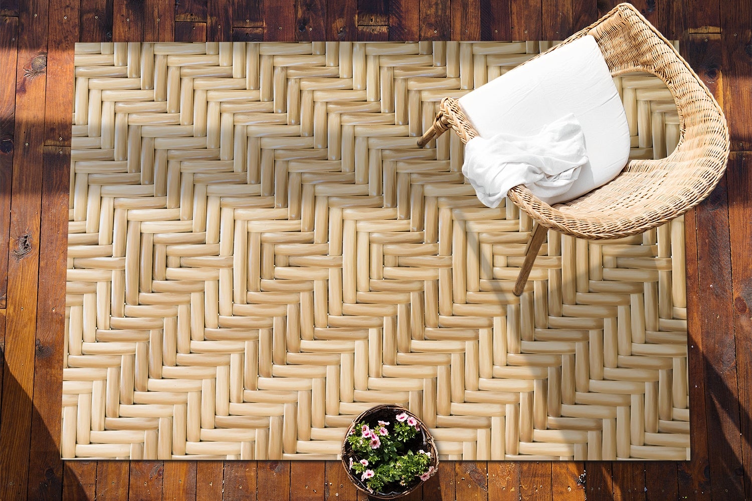 Dywan winylowy dekoracyjny wiklinowa tekstura nowoczesna mata winylowa do przedpokoju idealna na taras i balkon 100x50 cm – Tulup - 4