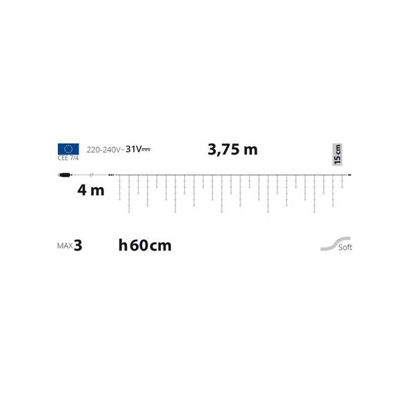 Guirlande stalactite lumineuse 4M 100 mini boules LED blanc chaud 8 jeux lumières IP44 SMART Connect 31V Lotti - 2