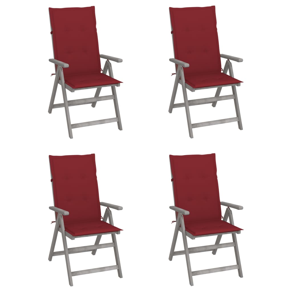 Chaises inclinables de jardin 4 pcs avec coussins Bois d'acacia - 2
