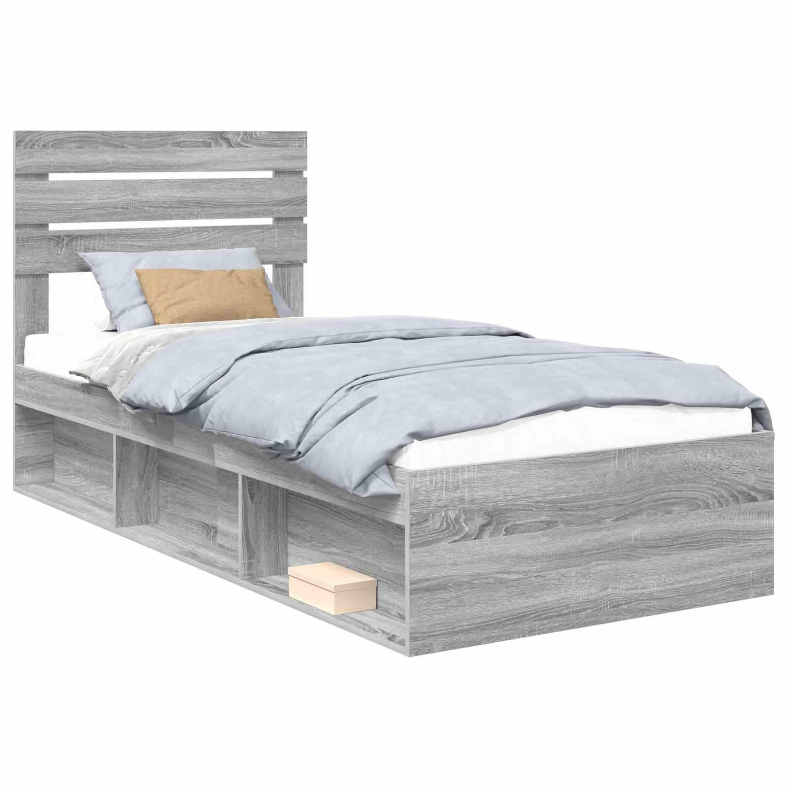Cadre de lit gris 75 x 190 cm, pin massif - 2