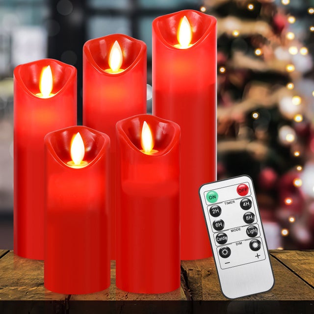 Bougies Sans Flamme LED Vacillantes Lot De 3 - Bougies Pilier Électriques à Piles Avec Télécommandes Et Minuteur, Cire Véritable Marron Caramel