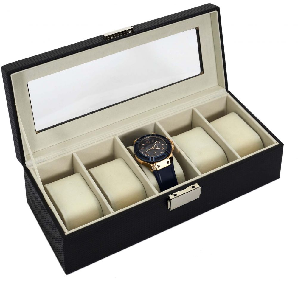 Boîte de Rangement - HOME DECO FACTORY - 5 Montres - Noir - 7