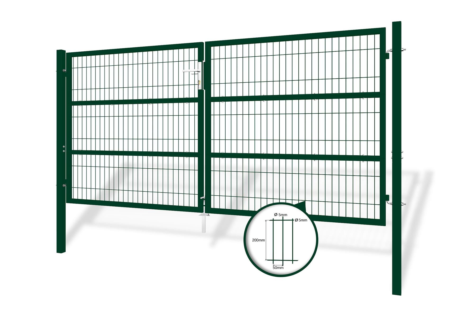 Portail battant grillagé 3m RAZO H.140cm Vert - 6