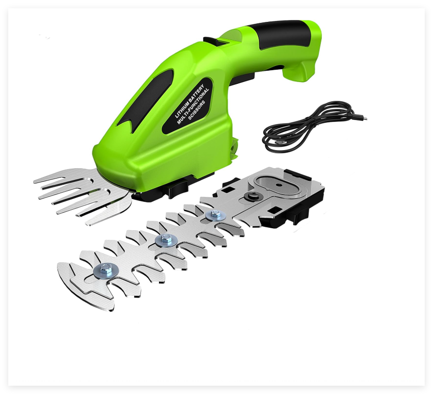 FOONNUN Cisaille 2-en-1 Sans Fil 7,2V – Taille-Haie & Tondeuse à Gazon Avec Poignée 180° + Batterie 2000mAh