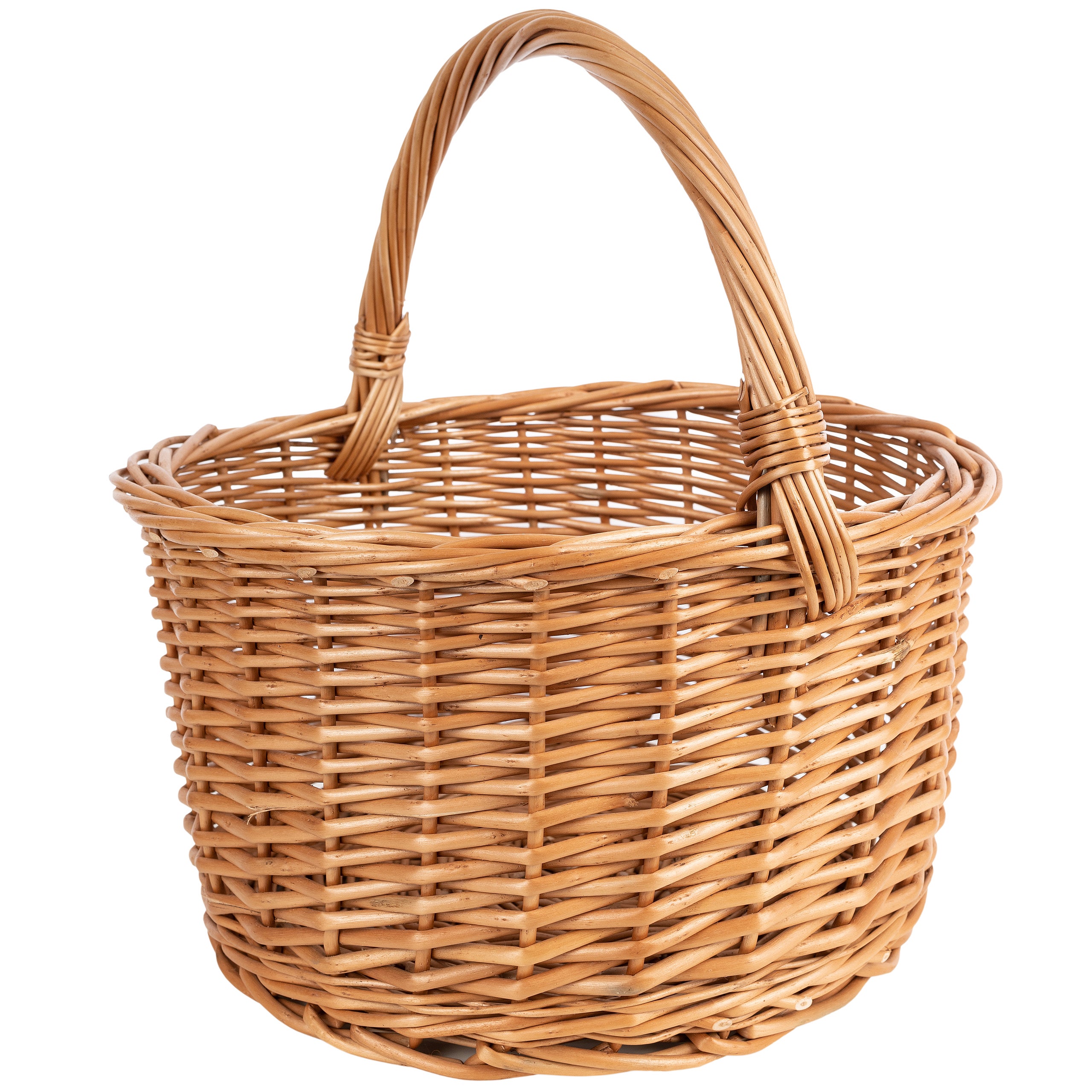 Cestino In Vimini Naturale Creative Home - 35x35x36cm, Manico, Leggero, Per Frutta O Picnic
