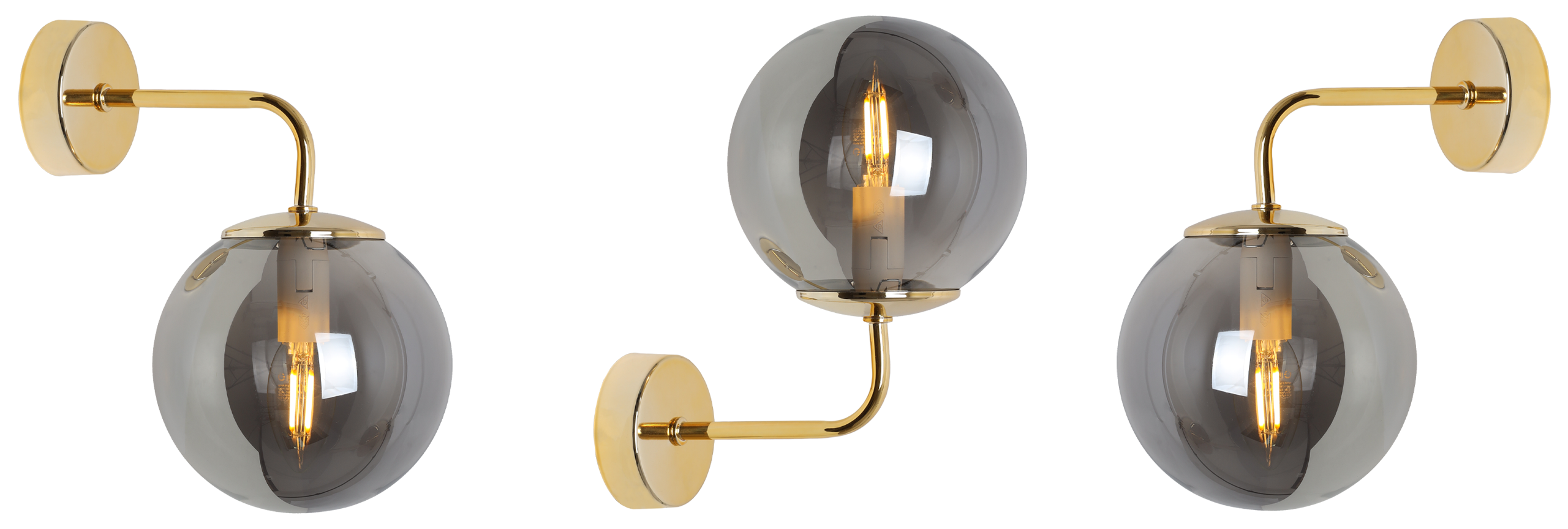 Lampa kinkiet ścienny Siena glamour 1xE14 klosz kula szklana złoty/grafit Light Home LH - 7