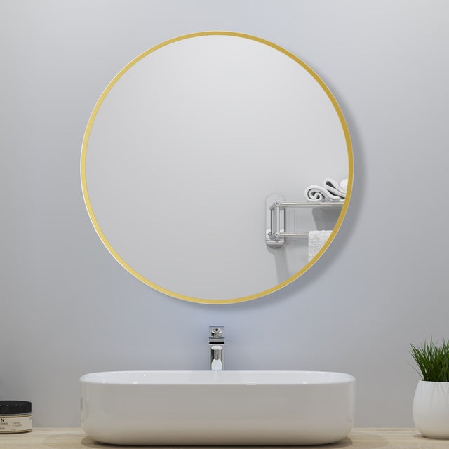 El espejo de la pared es circular 70cm. Espejo de pared de todo el cuerpo, estilo simple (perímetro dorado)