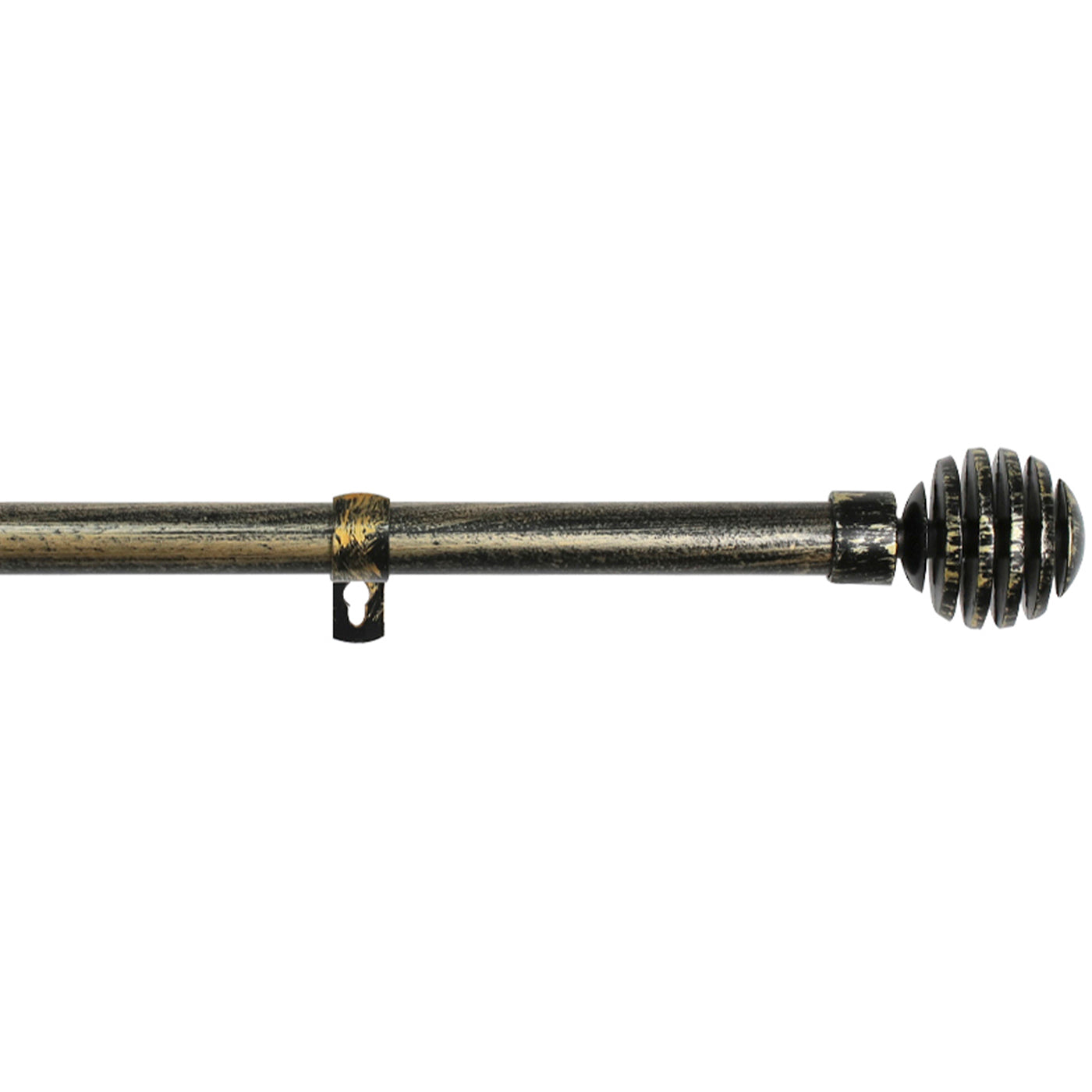 Home mercury-barra sencilla forja universal extensible,barra de cortinas decorativa extensible (negro+dorado, 120-210cm bola rota)