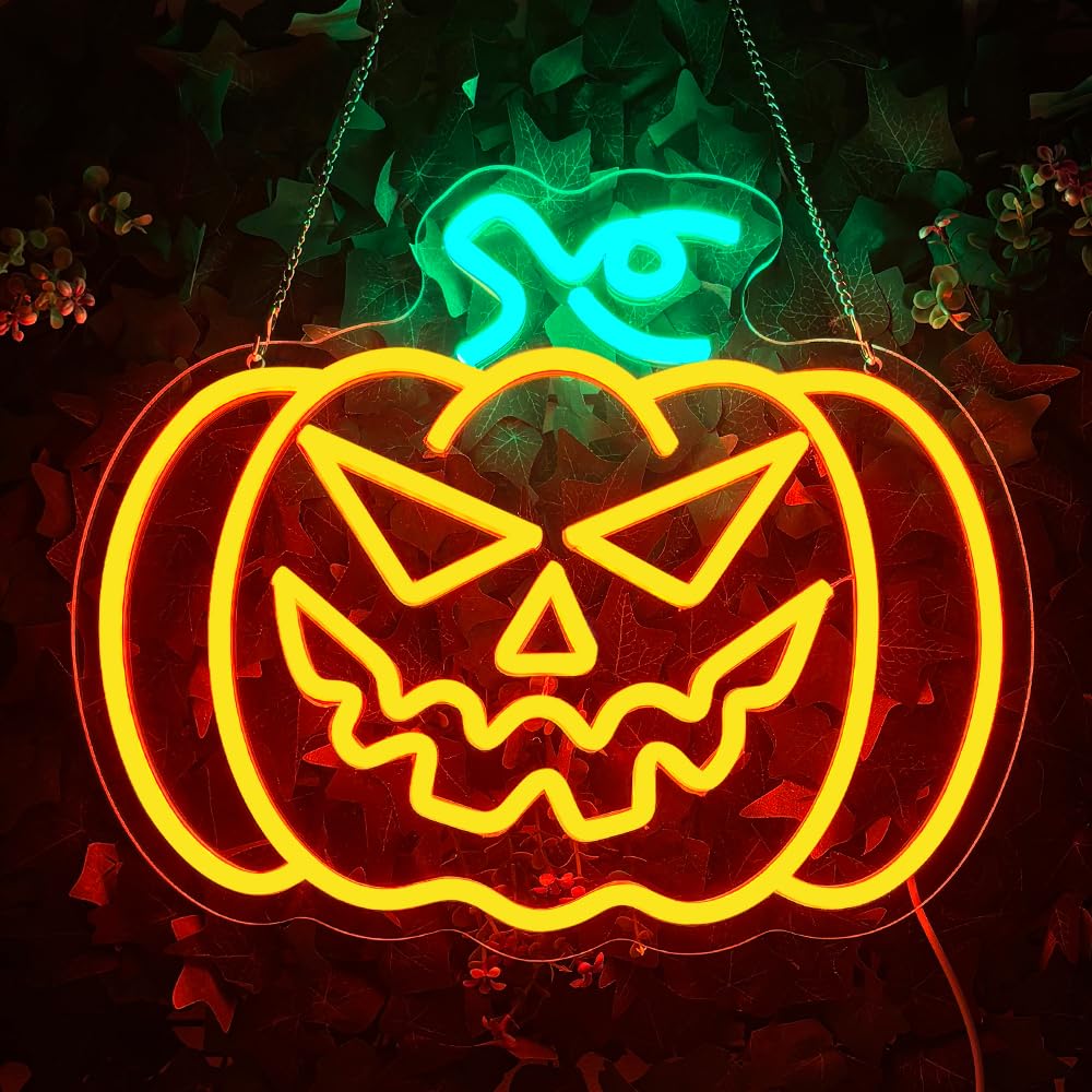 Neon LED Dynia Duch, Dekoracja Ścienna, Dekoracja Jesienna, Oświetlenie Wewnętrzne na Halloween