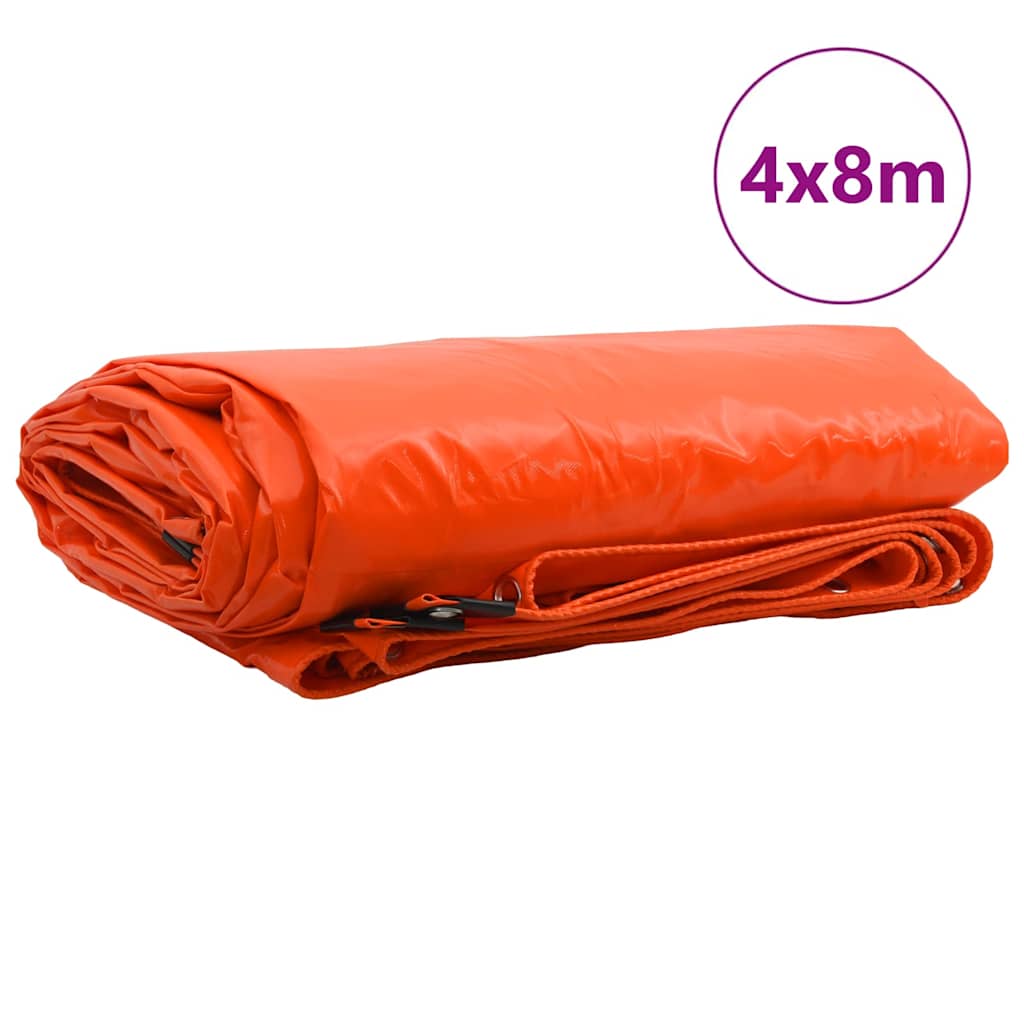 Lona 650g / m² naranja 4 x 8 m lona con recubrimiento de pvc