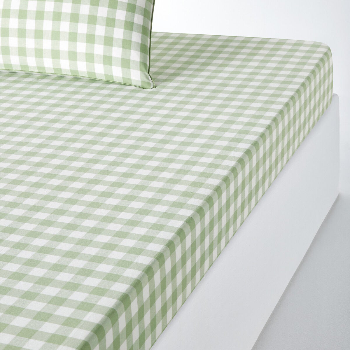 Drap-housse coton bonnet 30 cm, Veldi vert - Vert - 160 x 200 cm - 3