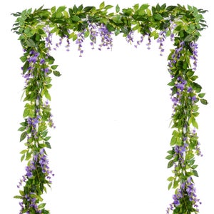 2Pcs 7Ft/Pcs Vite Di Glicine Artificiale, Ghirlanda Fiori Nel Rattan Appesi Per Cerimonie Allaperto Bianca 88028872
