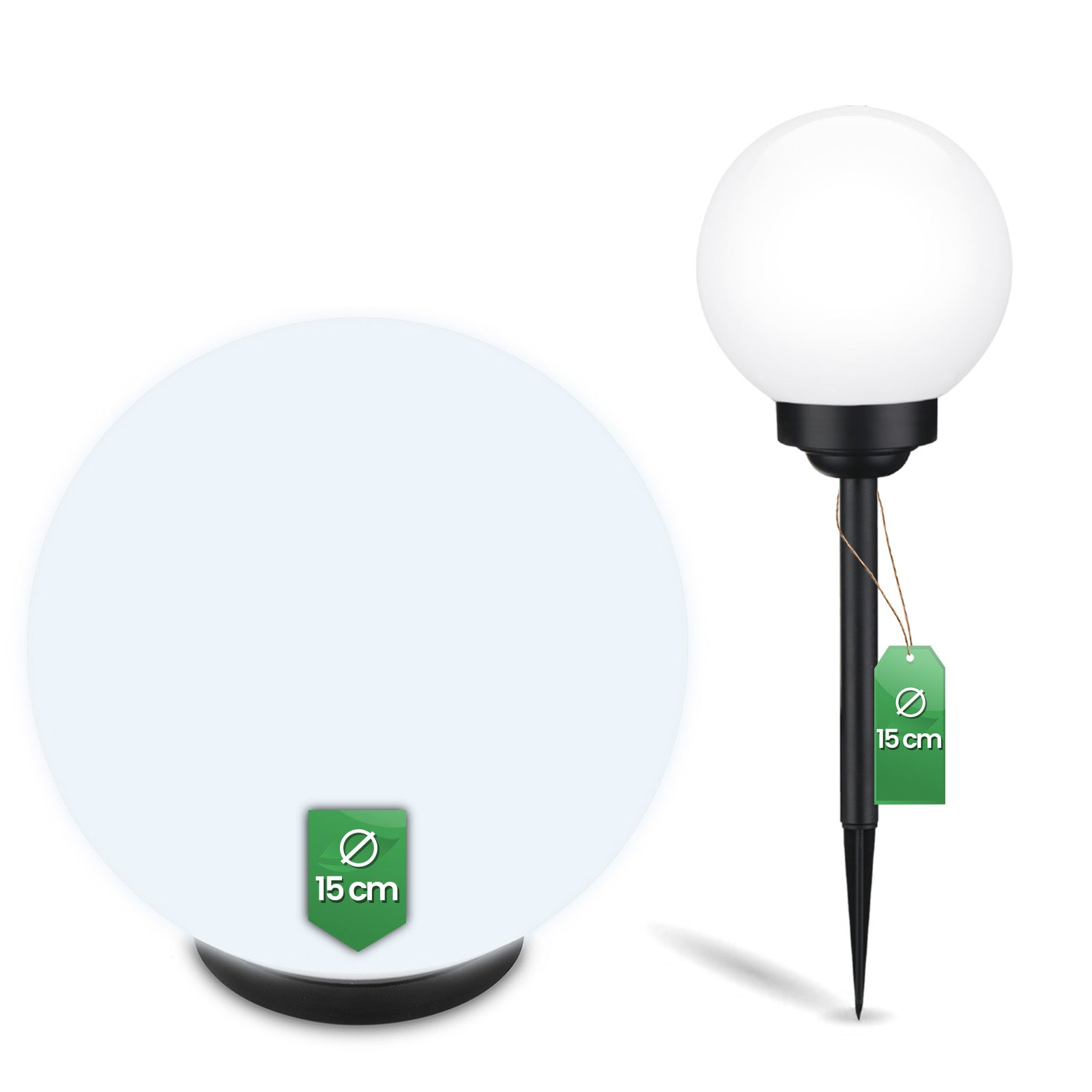 Lampa Solarna Lumiled Ogrodowa LED Wbijana Naziemna Biała Kula 15cm 1 szt.