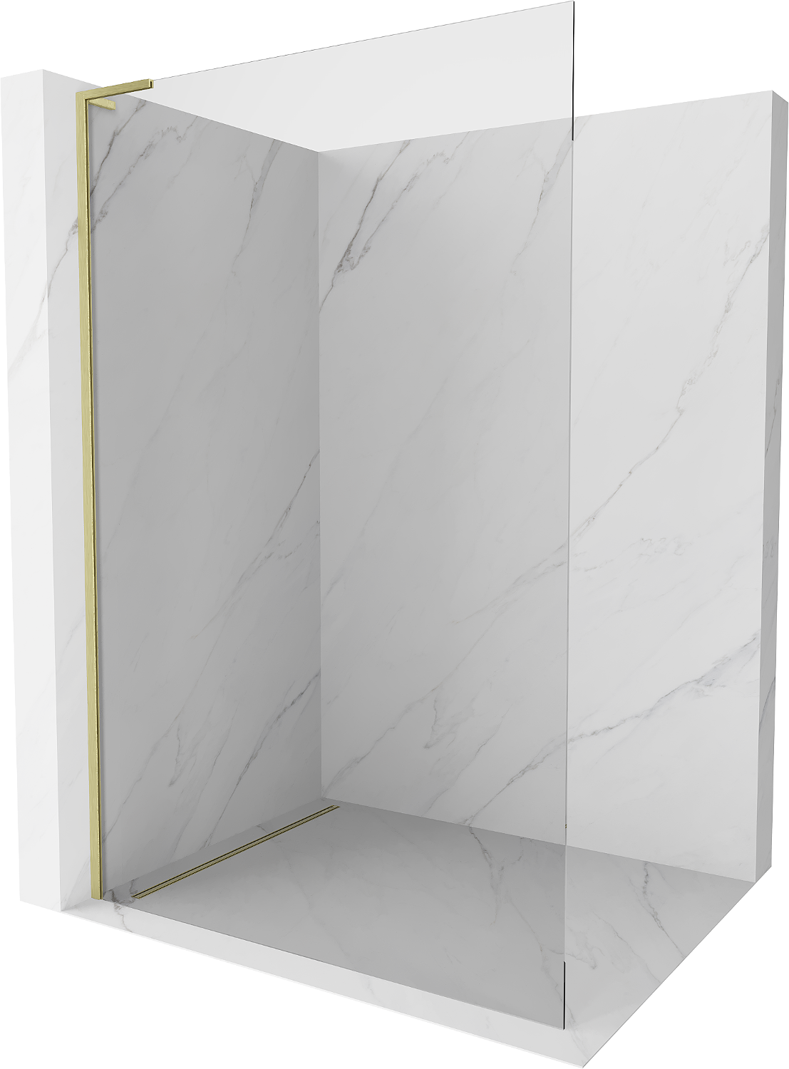 Mexen Kioto L ścianka prysznicowa Walk-in 80 x 200 cm, transparent, złota szczotkowana - 800-080-103-55-00