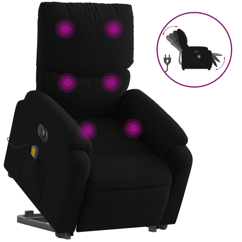 Sillón de masaje eléctrico | sillón de relax | silla de relax reclinable elevable tela negro cfw748794