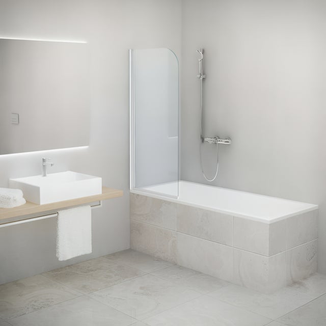 Pare bain largeur 80cm hauteur 140 cm blanc verre clair
