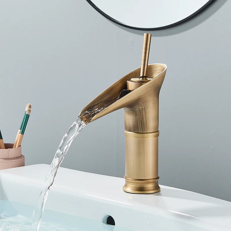 Bateria umywalkowa w kształcie misy, odporna na rozpryskiwanie ciepłej/zimnej wody, złota, 16*5,5*20,5 cm