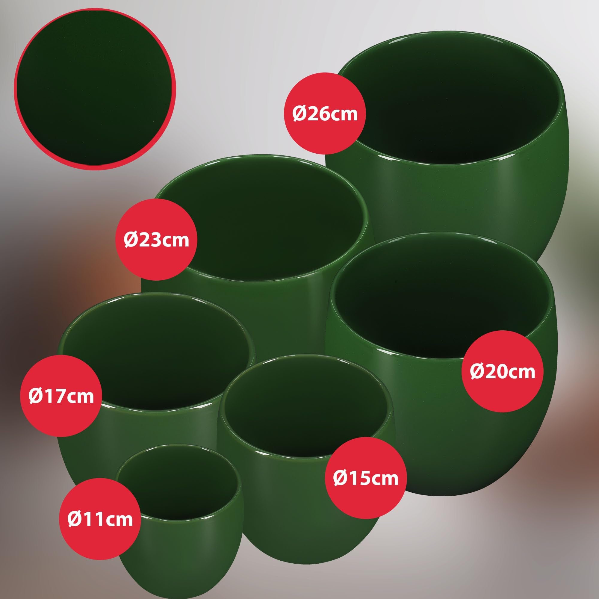 Zestaw 2x doniczka zielona donica okrągła ceramiczna szkliwiona kwiaty 12,5 - KOTARBAU - 9