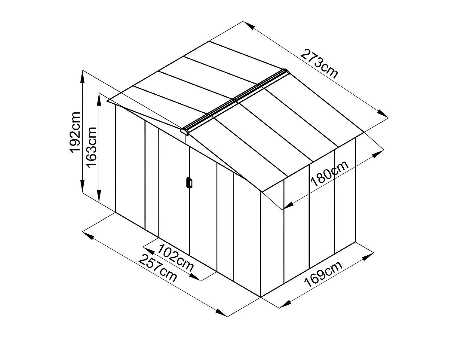 Abri de jardin métal en acier galvanisé gris 4,91 m² LINUS - 6
