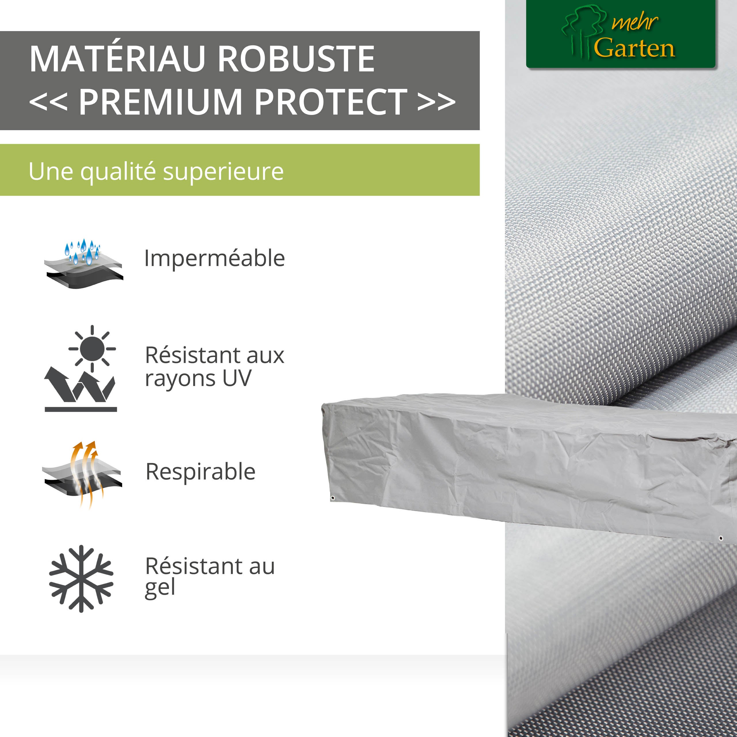 Mehr Garten - Pokrowiec ochronny na leżak Premium PROTECT, 210 (szer.) x 75 (gł.) x 40 (wys.) cm I Pokrowiec ochronny na wodoodporne meble ogrodowe. - 4