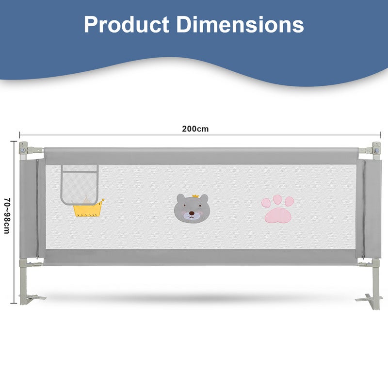 Barrière de lit barrière de protection de lit pour enfant pour bébé barrière de sécurité pour lit enfant 200cm - 2