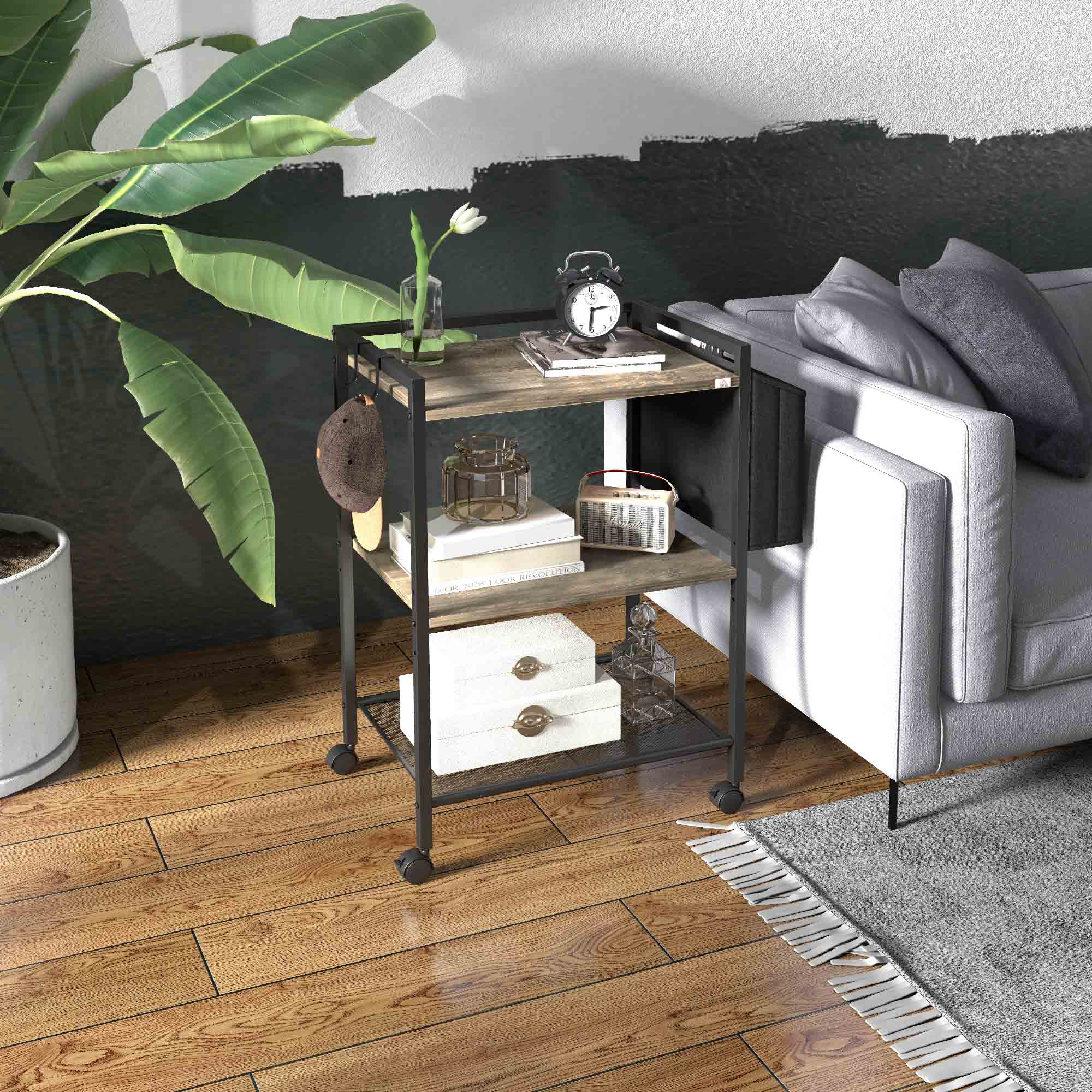 Homcom Carrito Auxiliar Con Ruedas De 3 Niveles 66X40x80,5 Cm Gris , Leroy Merlin