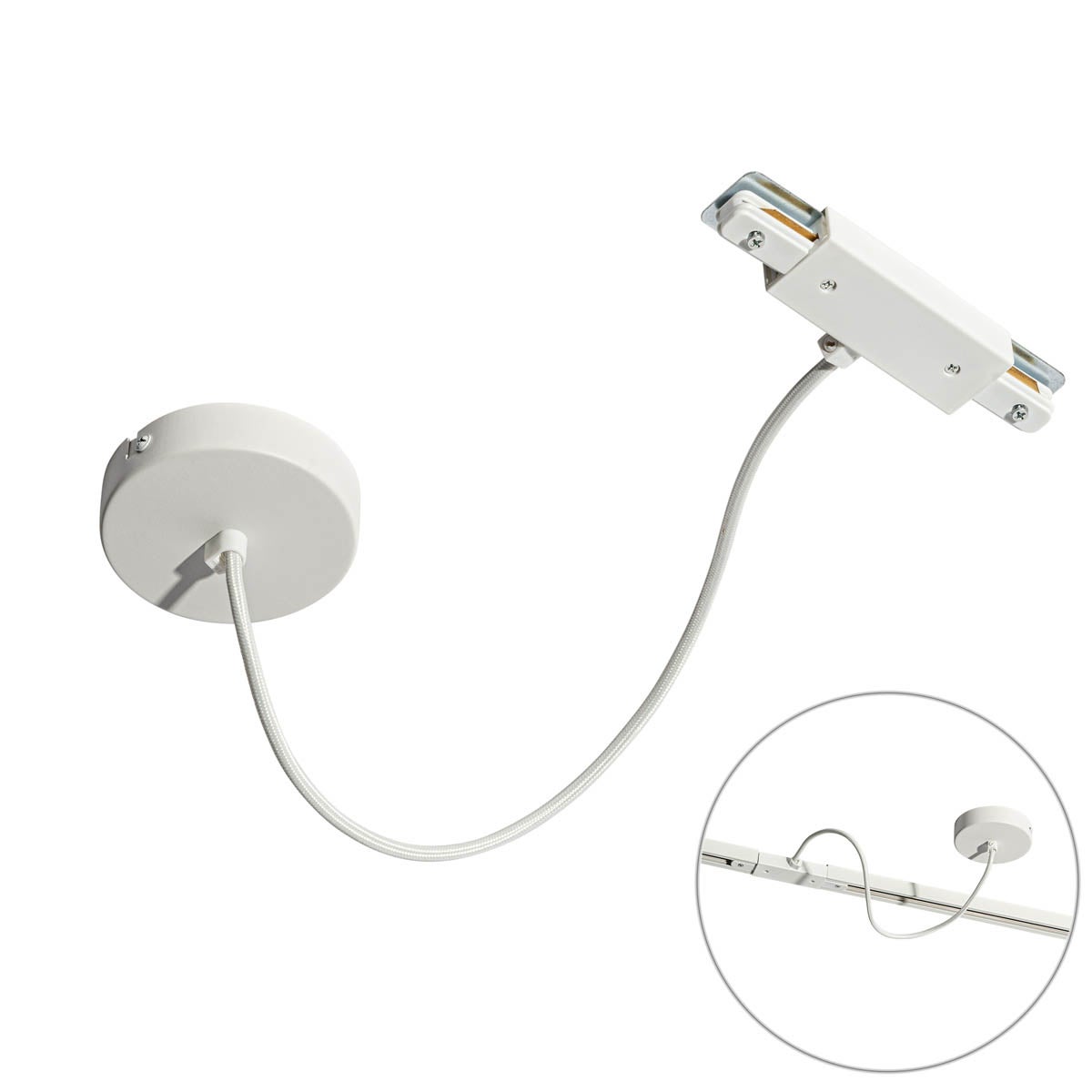 Zasilacz do systemu szynowego jednofazowego z okrągłą płytą montażową, biały - Iconic