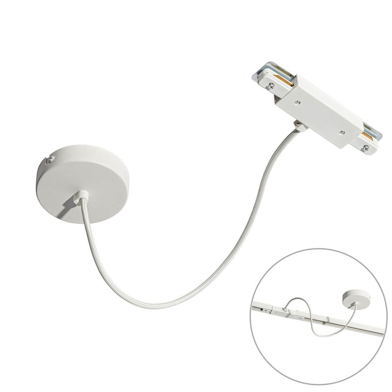 Zasilacz do systemu szynowego jednofazowego z okrągłą płytą montażową, biały - Iconic