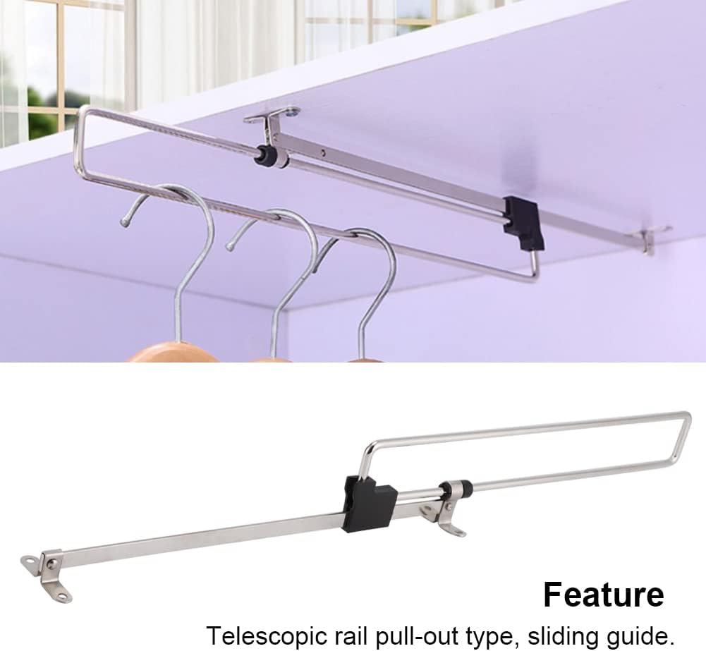 Bastone appendiabiti telescopico per armadi (30 cm), retrattile ed estensibile, ideale per appendere facilmente i vestiti - 5