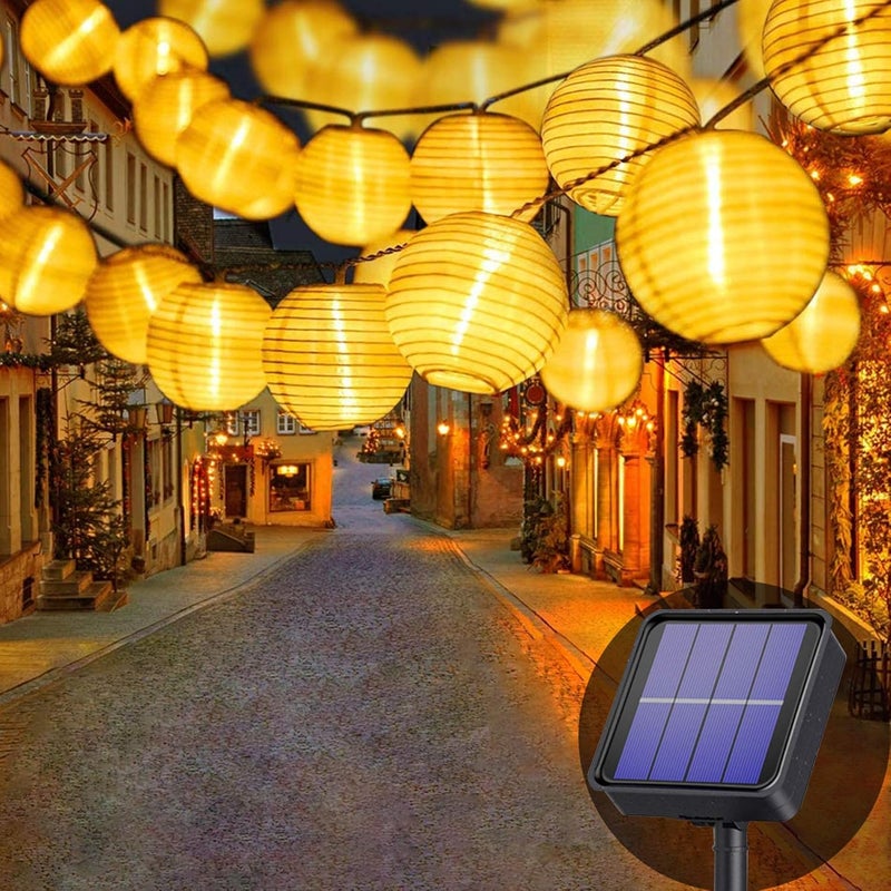 Zewnętrzne lampki solarne - 7 m - 50 lampionów LED - 8 trybów - Wodoodporne - Oświetlenie solarne do ogrodu, balkonu, dziedzińca, na wesele, Boże Naro