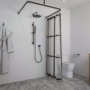 Tringle à Rideau De Douche Incurvée M MODA – Noir Mat, 42 à 72 Po, Métal Anti-rouille