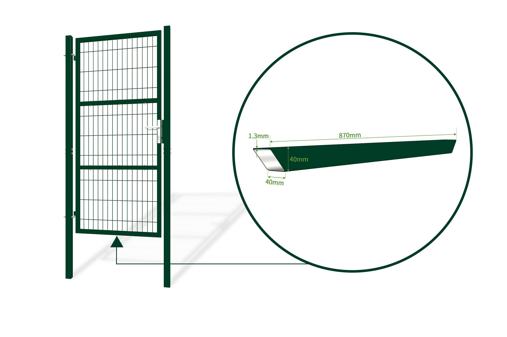 Portillon grillagé 1m RAZO H.200cm Vert - 9