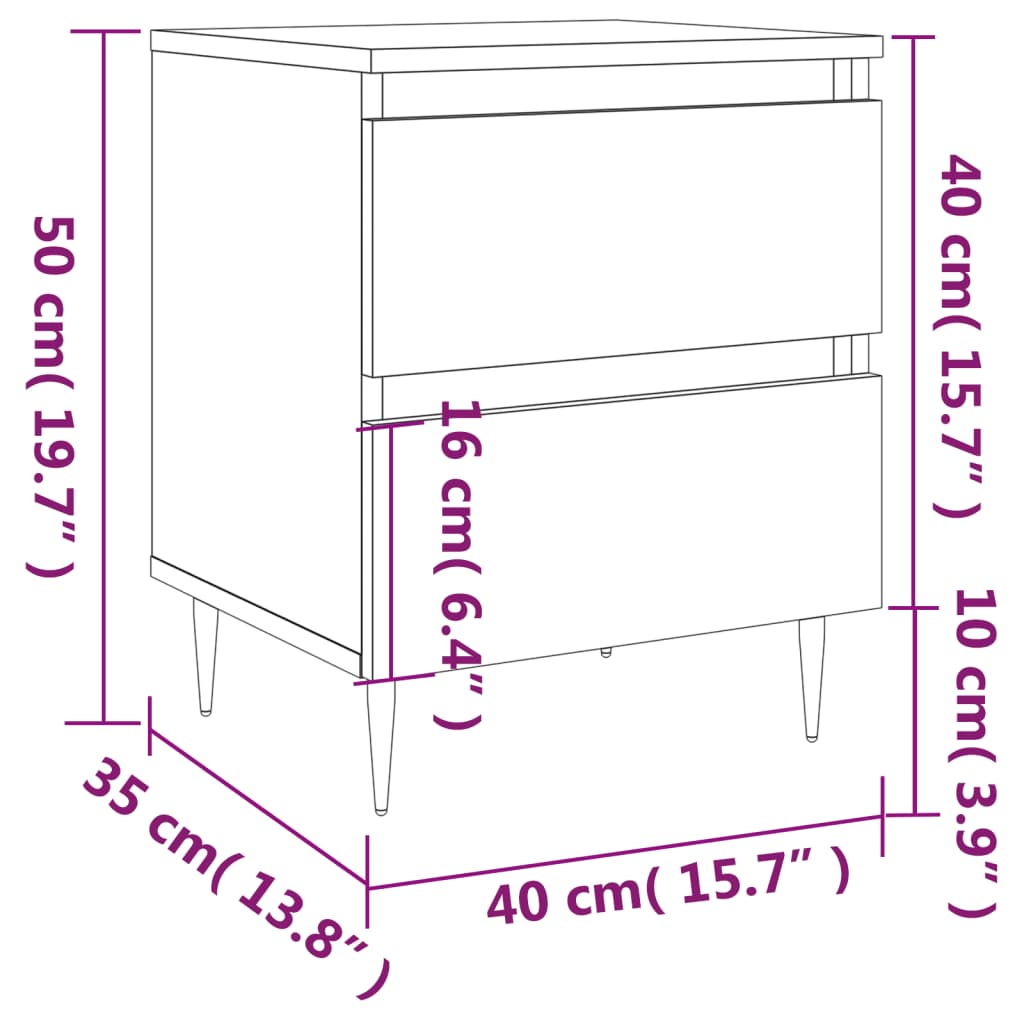 Table de chevet chêne fumé 40x35x50 cm bois d’ingénierie vidaXL - 3