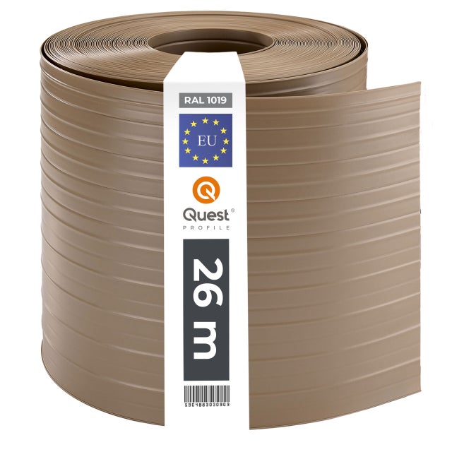 Bandes brise-vue PVC 19 cm x 26 m - protection visuelle pour jardin, balcon, terrasse, résistantes UV, beige
