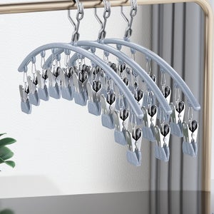Séchoir à Chaussettes 4 Pièces - 10 Pinces Inox Coupe-vent Pour Corde à Linge