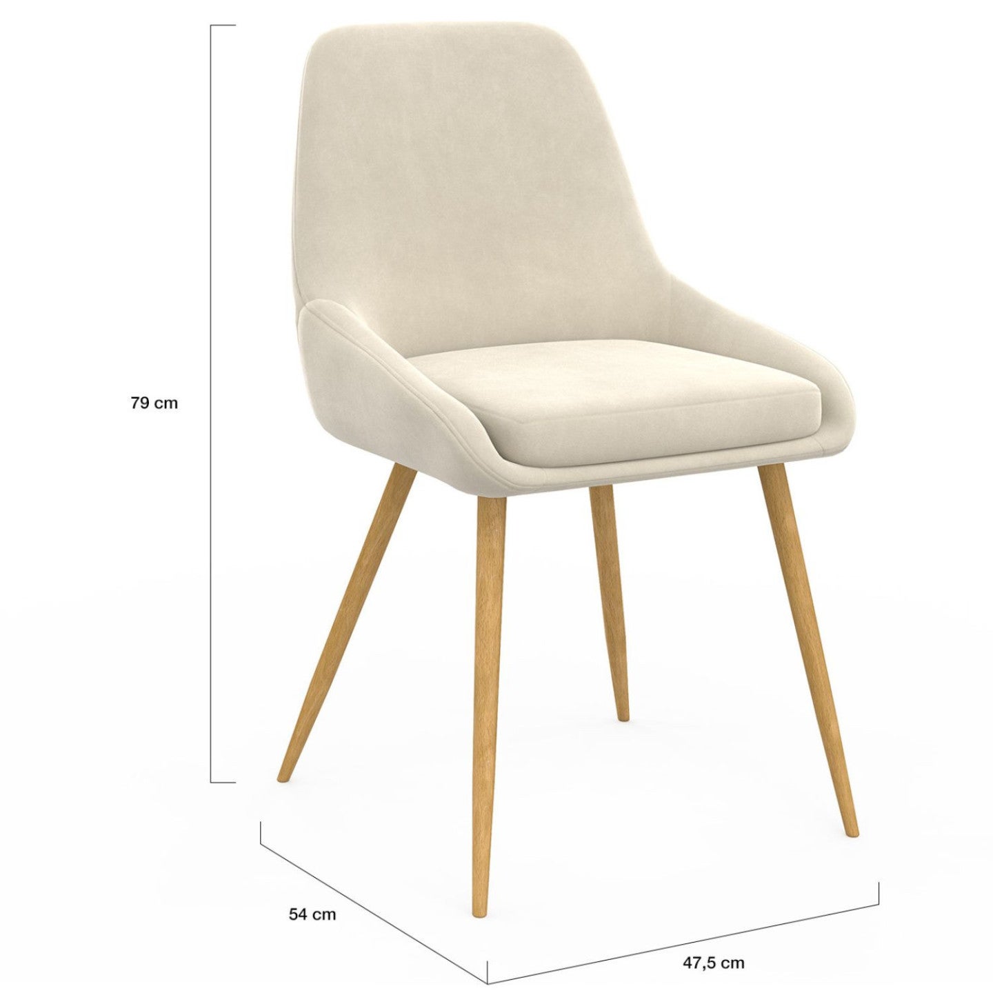 Lot de 6 chaises de salle à manger THALYA en velours beige et pieds effet bois avec accoudoirs - 5