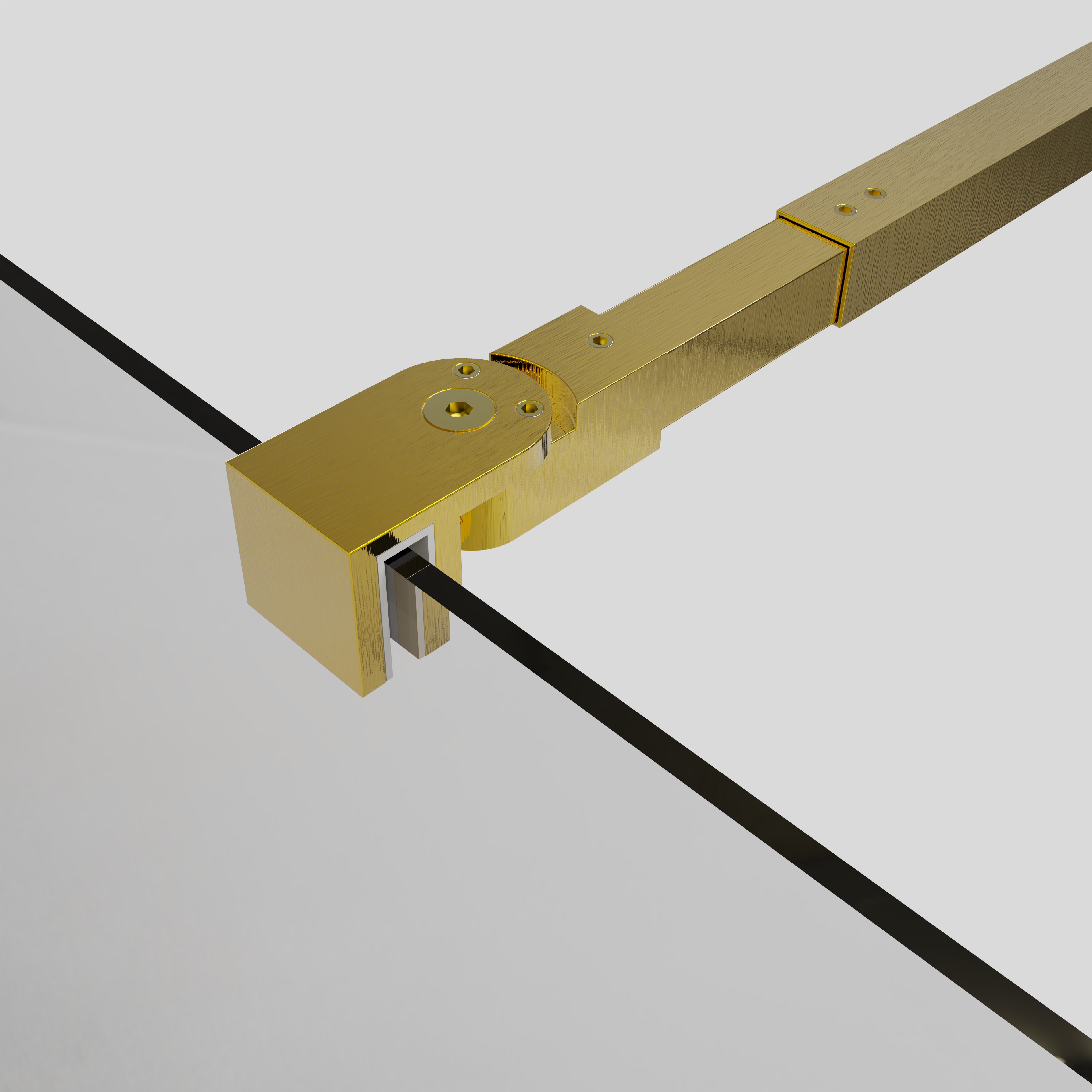 Mampara de ducha fija 120 cm transparente Oro Cepillado antical 8mm 200 cm alto - 5